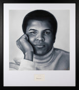 Signed Muhammad Ali Charcoal and Graphite Art Print