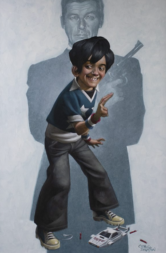 Dan With The Golden Gun Hand Embellished Canvas by Craig Davison